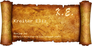 Kreiter Eliz névjegykártya